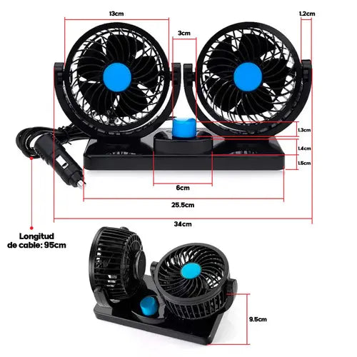 Ventilador Duo 360 - Aire Fresco en Tu Auto al Instante
